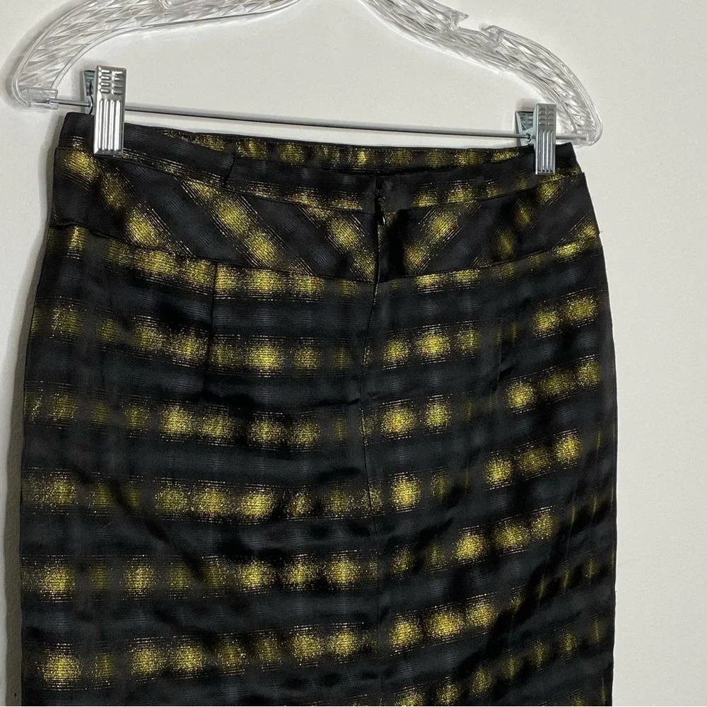 The Limited Yellow Metallic Plaid Skirt